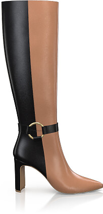 Pointed Toe Heeled Knee-High Boots 49486