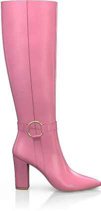 Pointed Toe Heeled Knee-High Boots 49489